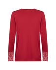 Langarmshirt mit Spitzendetails in Rot