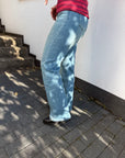 Y33 Mittelblaue Wide Leg Jeans High Waist