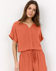 Blusenshirt mit V-Ausschnitt in Peach