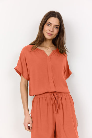 Blusenshirt mit V-Ausschnitt in Peach