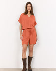 Blusenshirt mit V-Ausschnitt in Peach