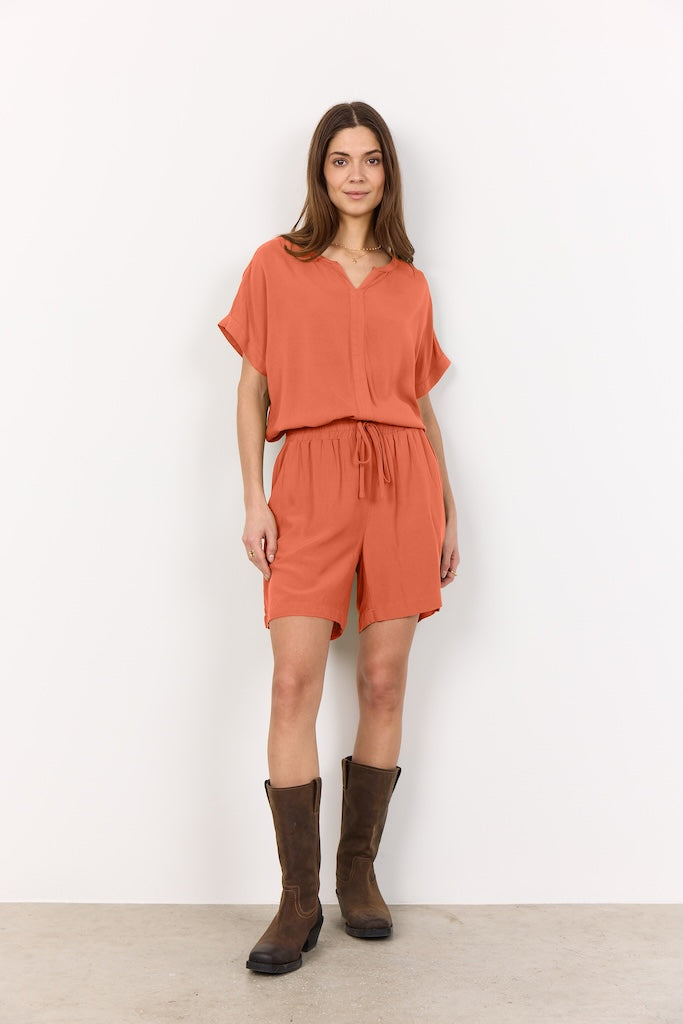 Blusenshirt mit V-Ausschnitt in Peach