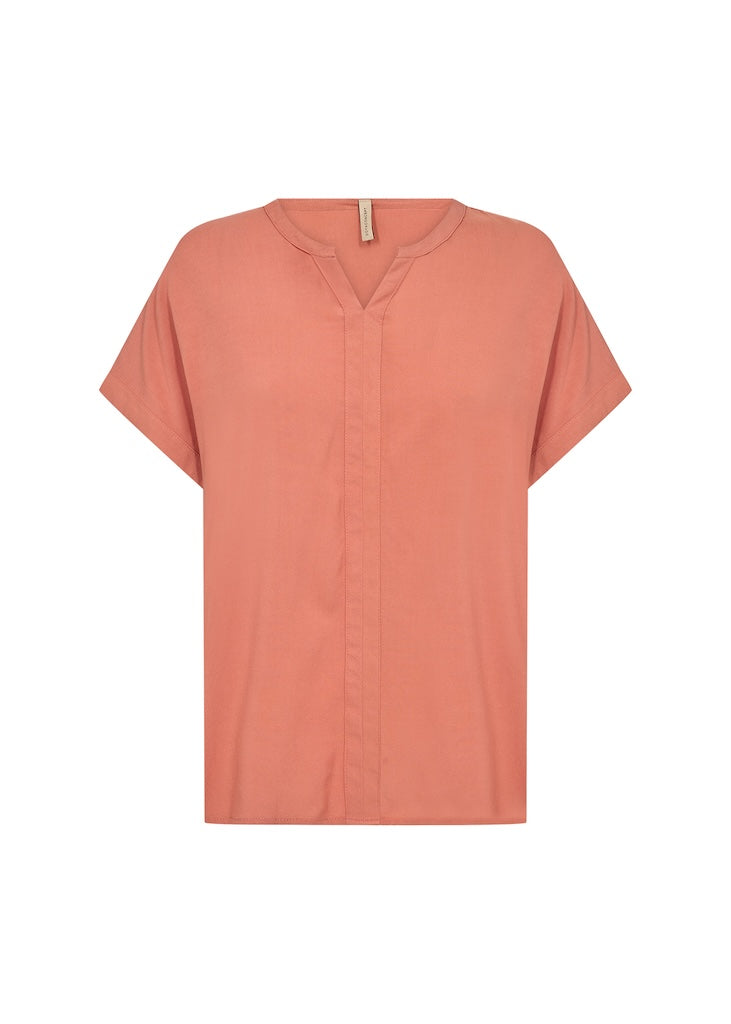 Blusenshirt mit V-Ausschnitt in Peach