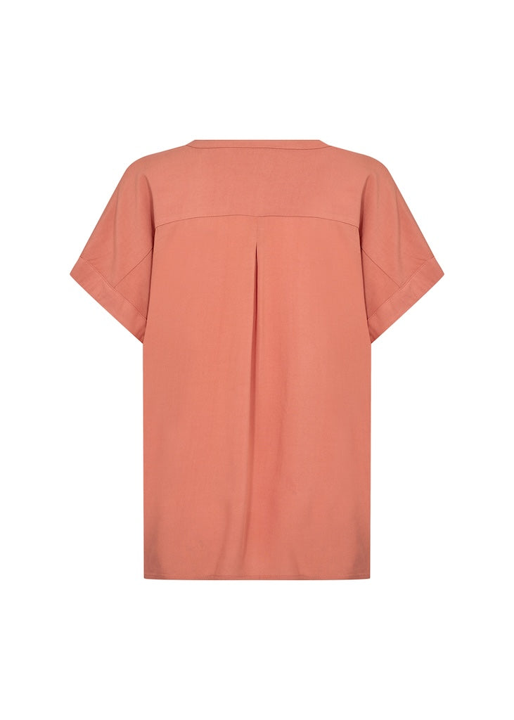 Blusenshirt mit V-Ausschnitt in Peach