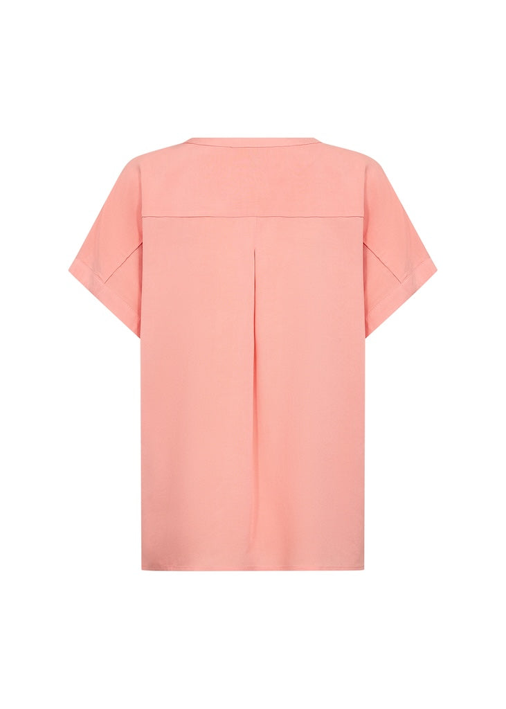 Blusenshirt mit V-Ausschnitt in Lachs