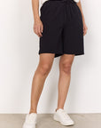 Bermuda Shorts in Leinenoptik in Schwarz