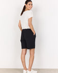 Bermuda Shorts in Leinenoptik in Schwarz