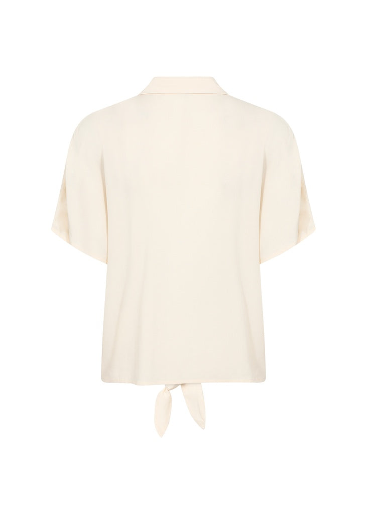 Bluse mit Knoten in der Taille in Creme