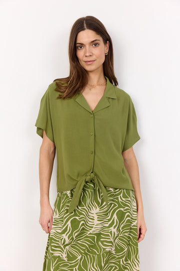 Bluse mit Knoten in der Taille in Grün