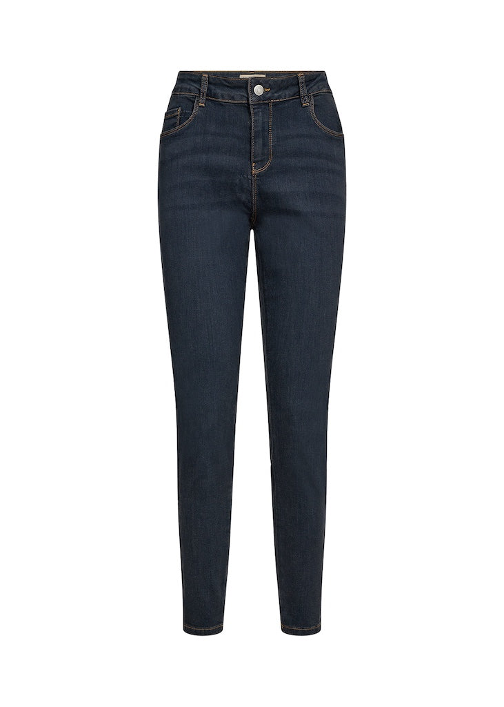 Jeans 10B dunkle Waschung mit auffälligen Nähten
