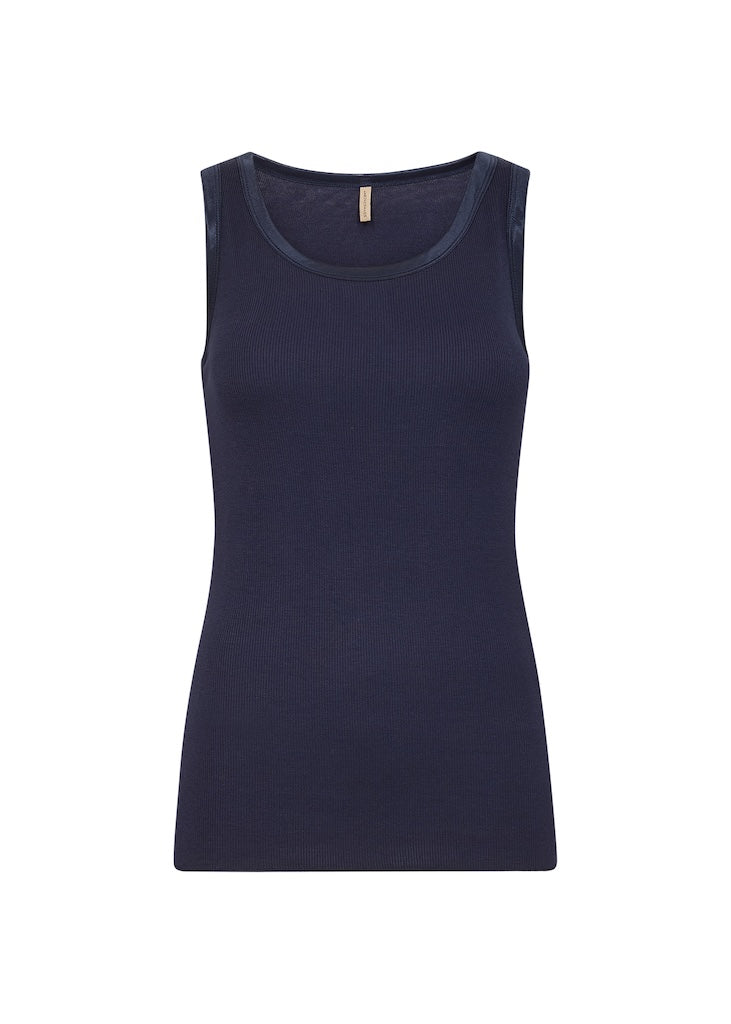 Geripptes Top in Navy
