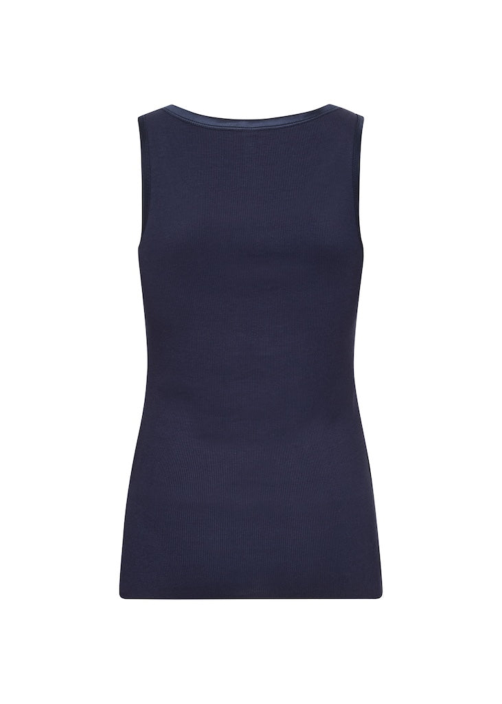 Geripptes Top in Navy