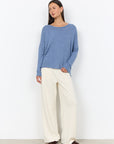 Weicher Pullover in Blau-meliert