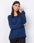 *Weicher Pullover in Blau-meliert