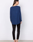 *Weicher Pullover in Blau-meliert