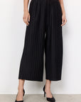 3/4 Hose mit Plisseestruktur in Schwarz