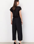 3/4 Hose mit Plisseestruktur in Schwarz
