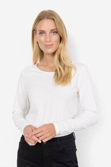 Basic Langarmshirt in Creme