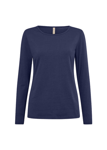 Basic Langarmshirt in Dunkelblau