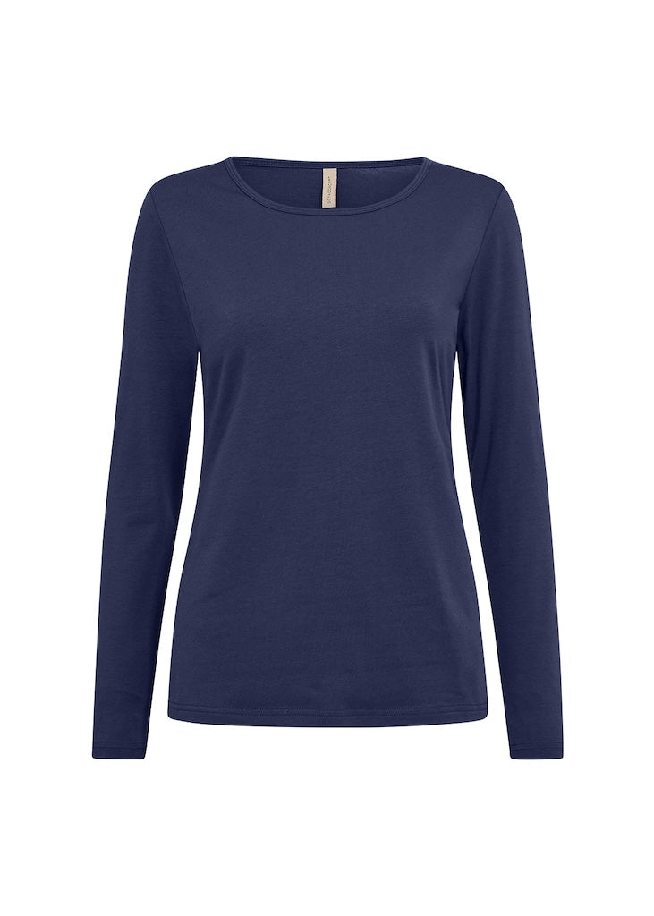 Basic Langarmshirt in Dunkelblau