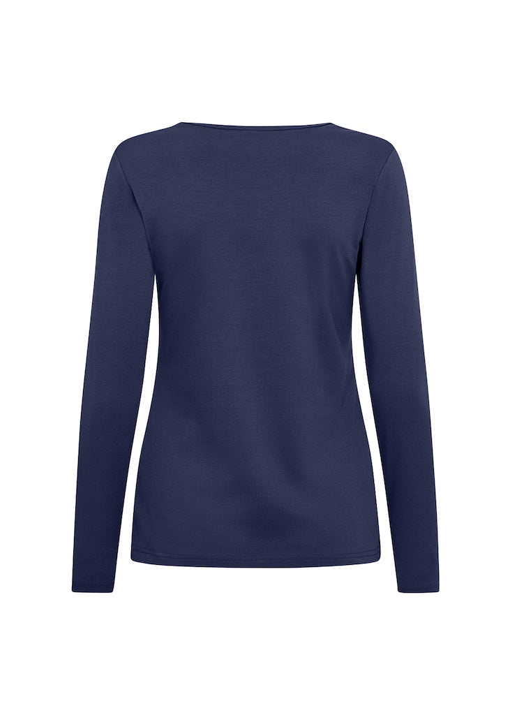 Basic Langarmshirt in Dunkelblau