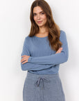 Basic Langarmshirt in Blau