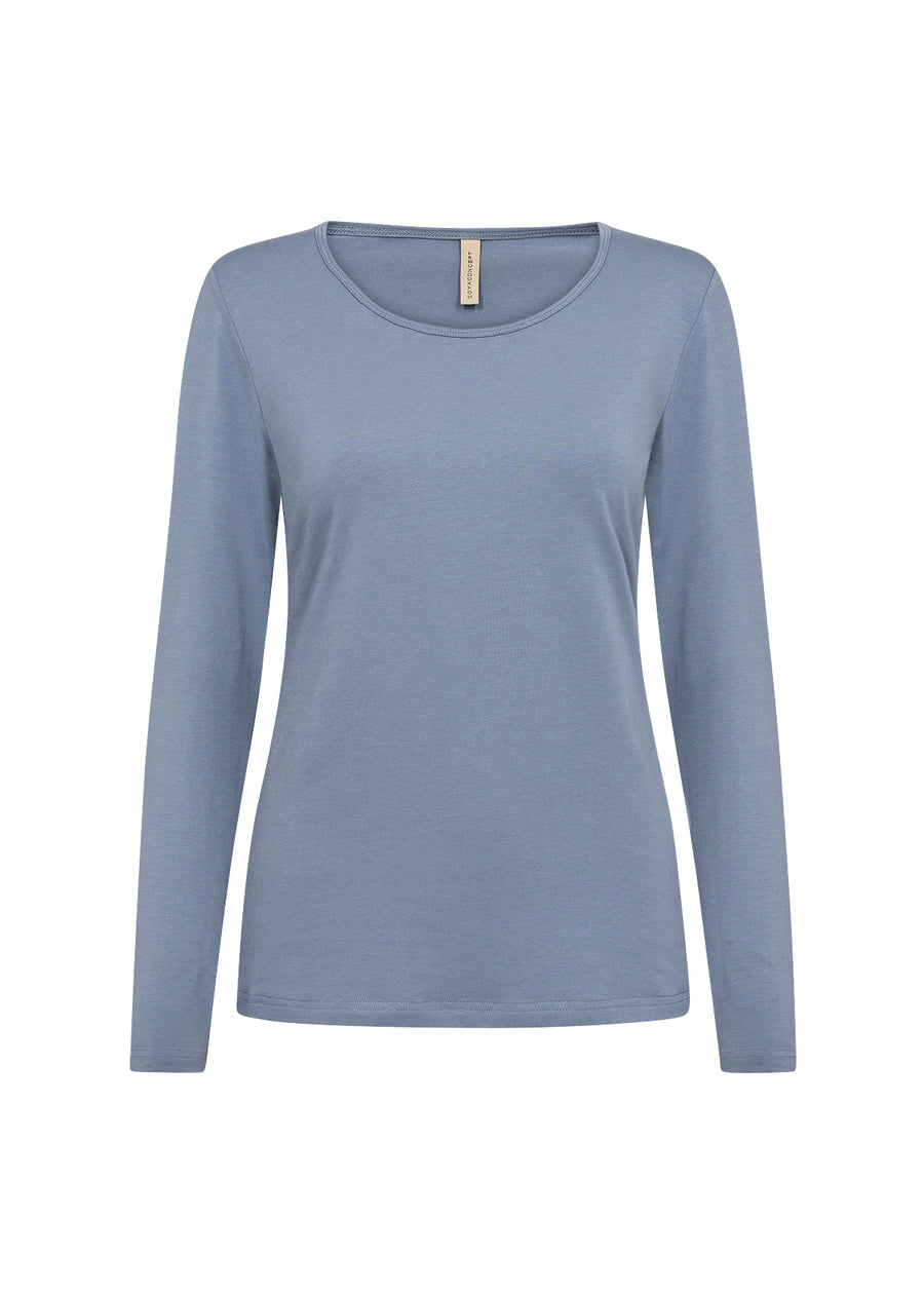 Basic Langarmshirt in Blau