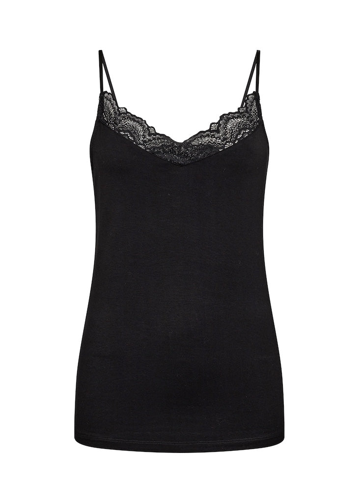 Top mit Spitze in Schwarz