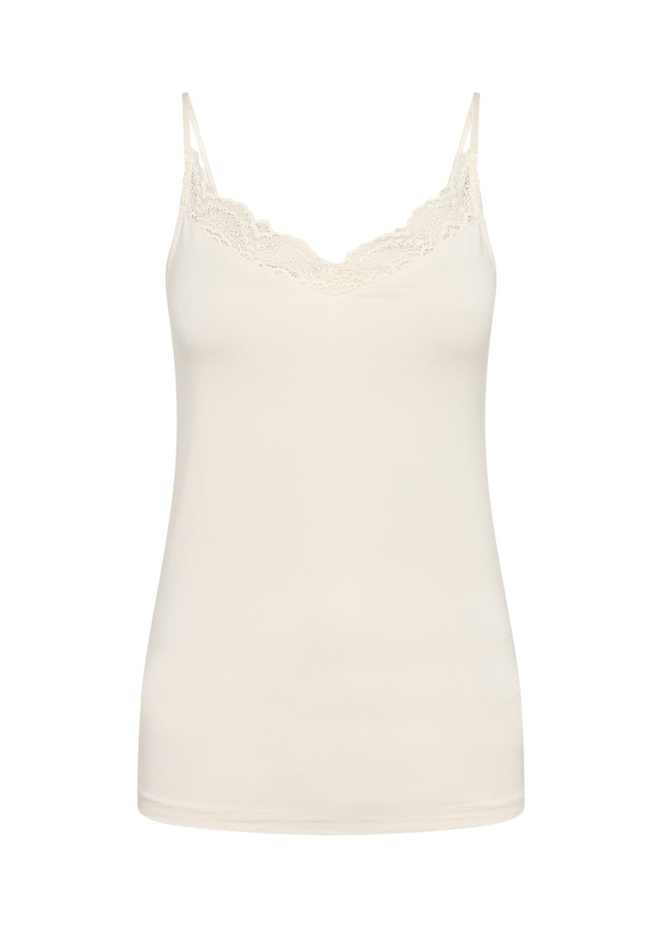 Top mit Spitze in Creme