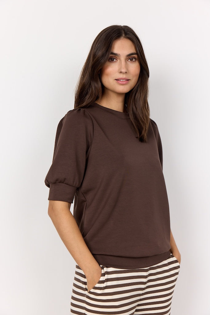 Banu Shirt mit gerafften Ärmeln in Braun