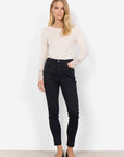 Langarmshirt mit Spitzendetails in Creme