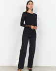 Langarmshirt mit Spitzendetails in Schwarz