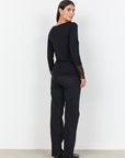 Langarmshirt mit Spitzendetails in Schwarz