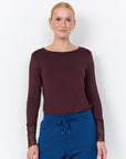 Longshirt mit Spitze in Aubergine