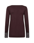 Longshirt mit Spitze in Aubergine