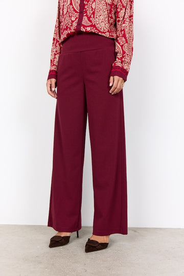 Schicke Hose mit weitem Bein in bordeaux