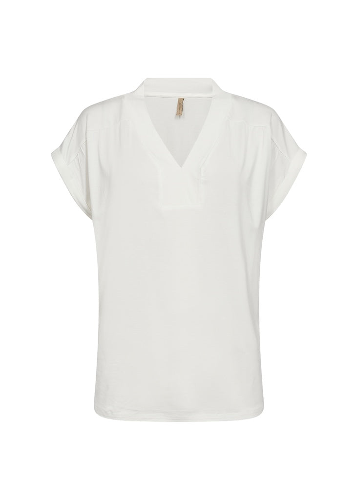Shirt mit V-Ausschnitt in Weiß
