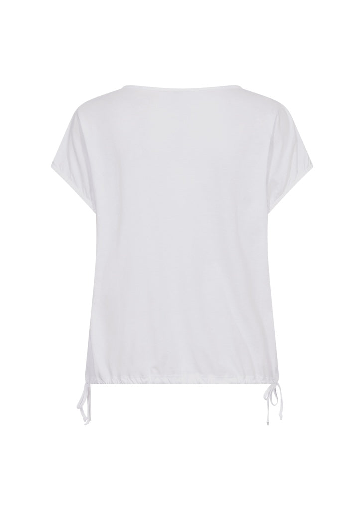 Shirt mit verstellbaren Bändern am Saum in Weiß