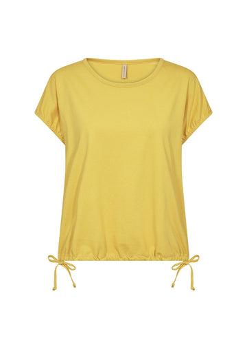 Shirt mit verstellbaren Bändern am Saum in Gelb
