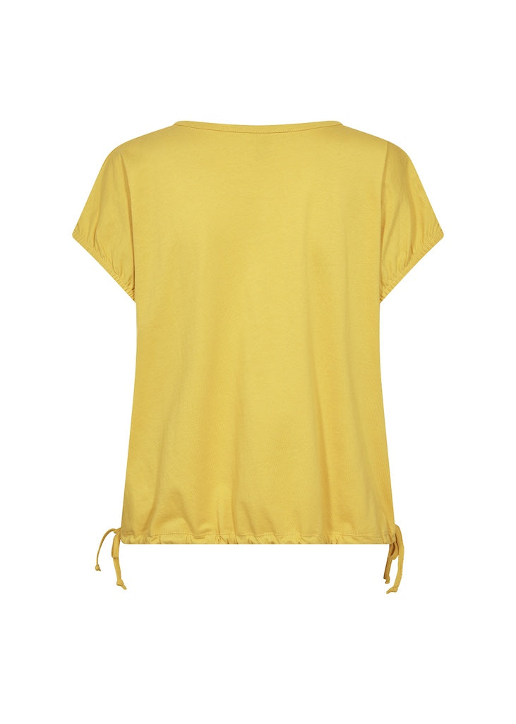 Shirt mit verstellbaren Bändern am Saum in Gelb