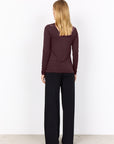 Longshirt mit Spitze in Aubergine