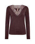 Longshirt mit Spitze in Aubergine