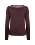 Longshirt mit Spitze in Aubergine