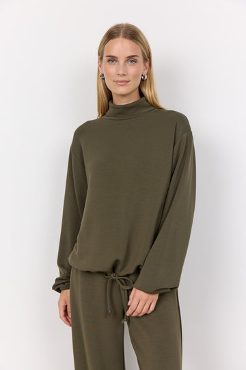 Banu Sweatshirt mit hohem Kragen in Khaki