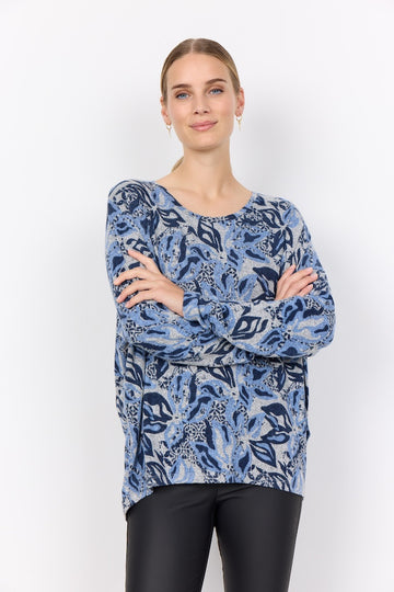 Pullover mit Muster in Blau