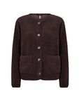 Teddy Jacke mit Knöpfen in Schokobraun