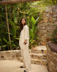 Nadelstreifen Tunika in Creme