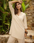 Nadelstreifen Tunika in Creme