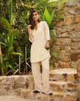 Nadelstreifen Tunika in Creme