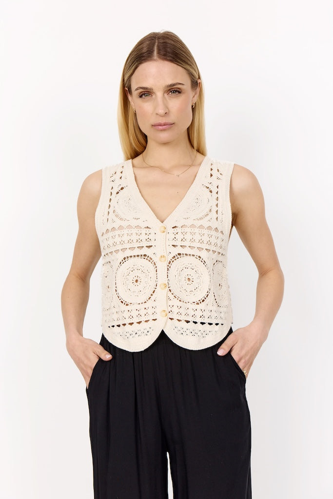Häkel-Weste in Creme